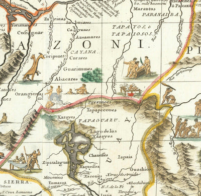 Old Map of South America by Coronelli 1690 - Brazil, Spanish Colonies, Peru, Paraguay, Venezuela, Magellanica, Amazon