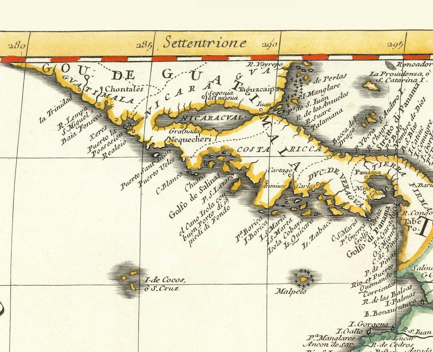 Old Map of South America by Coronelli 1690 - Brazil, Spanish Colonies, Peru, Paraguay, Venezuela, Magellanica, Amazon