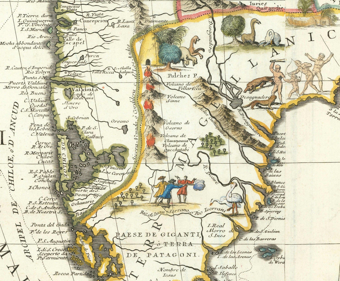 Old Map of South America by Coronelli 1690 - Brazil, Spanish Colonies, Peru, Paraguay, Venezuela, Magellanica, Amazon