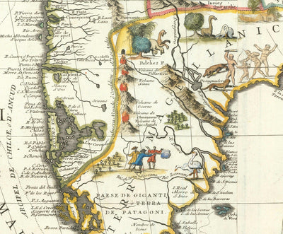 Old Map of South America by Coronelli 1690 - Brazil, Spanish Colonies, Peru, Paraguay, Venezuela, Magellanica, Amazon