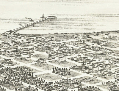 Seltene alte Karte von San Diego von Eli Sheldon Glover, 1876 - Vogelperspektive, Innenstadt, Altstadt, East Village, Cortez Hill 