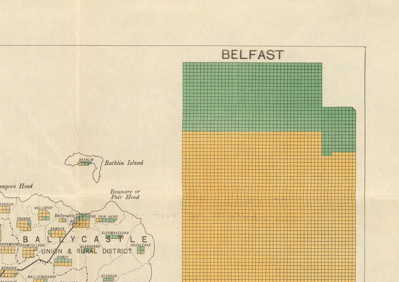 Viejo mapa de Irlanda del Norte, Ulster en 1923 - Estado libre irlandés, diagrama de población del Tratado de Anglo-Irlandés