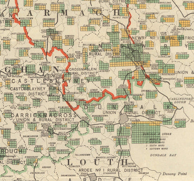 Viejo mapa de Irlanda del Norte, Ulster en 1923 - Estado libre irlandés, diagrama de población del Tratado de Anglo-Irlandés
