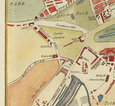 Mapa antiguo raro de Londres por Hogg, 1784 - Westminster, Ciudad de Londres, Soho, Holborn, Covent Garden 