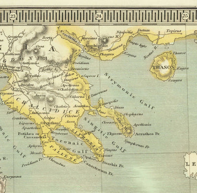Alte Karte von Griechenland, 1834, von Teesdale - Kreta, Makedonien, Korfu, Albanien, Athen, Thessalien, Attika 