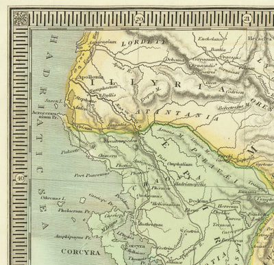 Alte Karte von Griechenland, 1834, von Teesdale - Kreta, Makedonien, Korfu, Albanien, Athen, Thessalien, Attika 