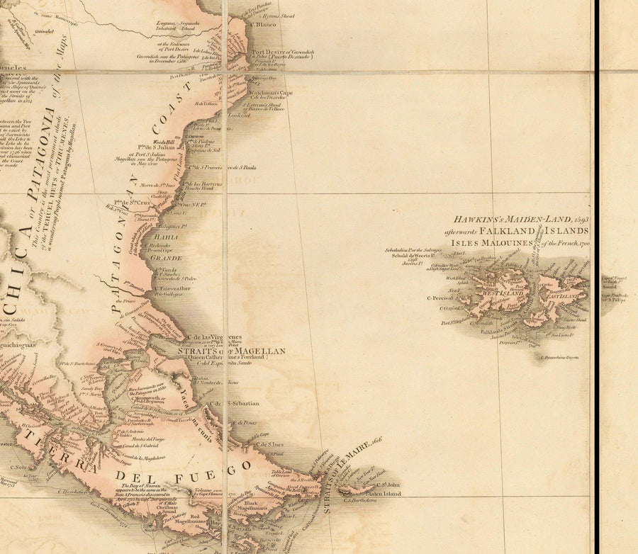 Rara mappa antica del Sud America di Faden, 1807 - Colonialismo spagnolo - Brasile, Perù, Colombia, Cile, Venezuela, Amazzonia 