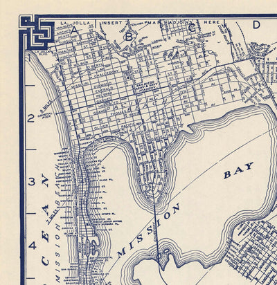 Viejo mapa de San Diego, 1938 por Thomas Bros - Ciudad Nacional, La Jolla, La Mesa, Downtown, Balboa Park & ​​Zoo, Isla Norte