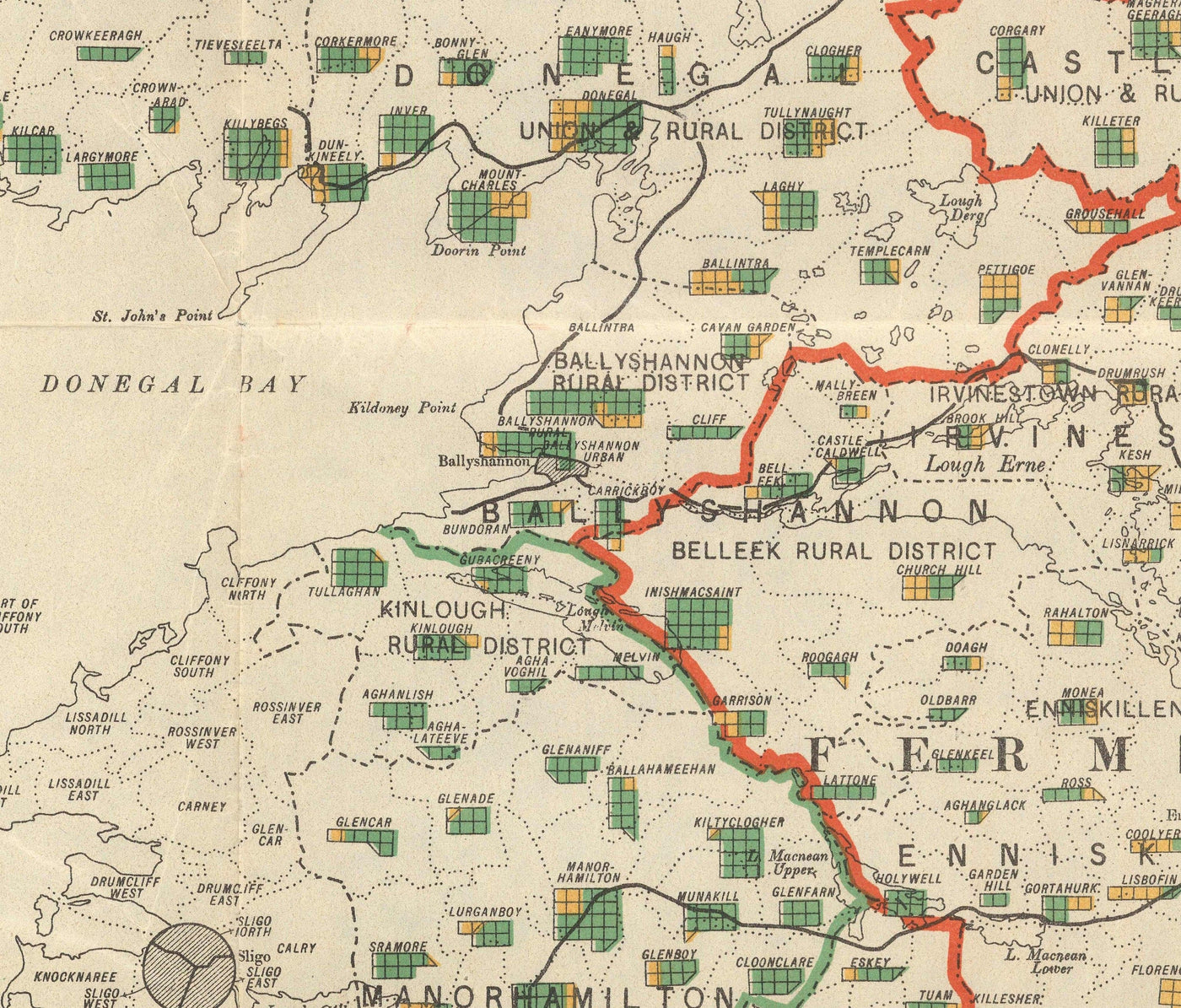 Viejo mapa de Irlanda del Norte, Ulster en 1923 - Estado libre irlandés, diagrama de población del Tratado de Anglo-Irlandés