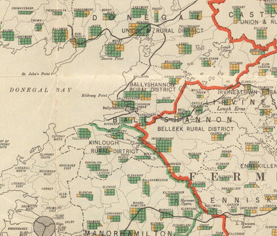 Viejo mapa de Irlanda del Norte, Ulster en 1923 - Estado libre irlandés, diagrama de población del Tratado de Anglo-Irlandés