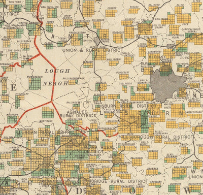 Viejo mapa de Irlanda del Norte, Ulster en 1923 - Estado libre irlandés, diagrama de población del Tratado de Anglo-Irlandés