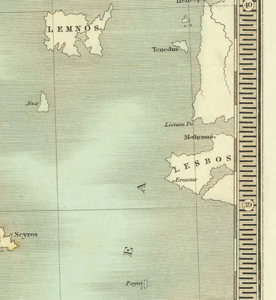 Alte Karte von Griechenland, 1834, von Teesdale - Kreta, Makedonien, Korfu, Albanien, Athen, Thessalien, Attika 