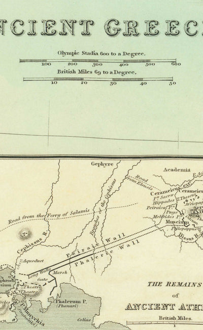Alte Karte von Griechenland, 1834, von Teesdale - Kreta, Makedonien, Korfu, Albanien, Athen, Thessalien, Attika 