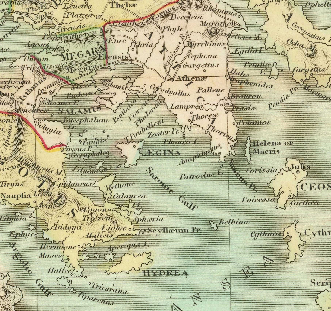 Alte Karte von Griechenland, 1834, von Teesdale - Kreta, Makedonien, Korfu, Albanien, Athen, Thessalien, Attika 