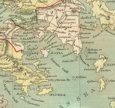 Alte Karte von Griechenland, 1834, von Teesdale - Kreta, Makedonien, Korfu, Albanien, Athen, Thessalien, Attika 
