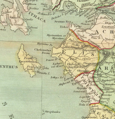 Alte Karte von Griechenland, 1834, von Teesdale - Kreta, Makedonien, Korfu, Albanien, Athen, Thessalien, Attika 