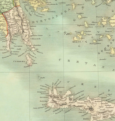 Alte Karte von Griechenland, 1834, von Teesdale - Kreta, Makedonien, Korfu, Albanien, Athen, Thessalien, Attika 