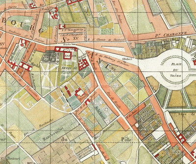 Old Map of Paris, France by Delamarche in 1797 - Louvre, Notre Dame, Sainte-Chapelle, Seine, Revolution, Invalides