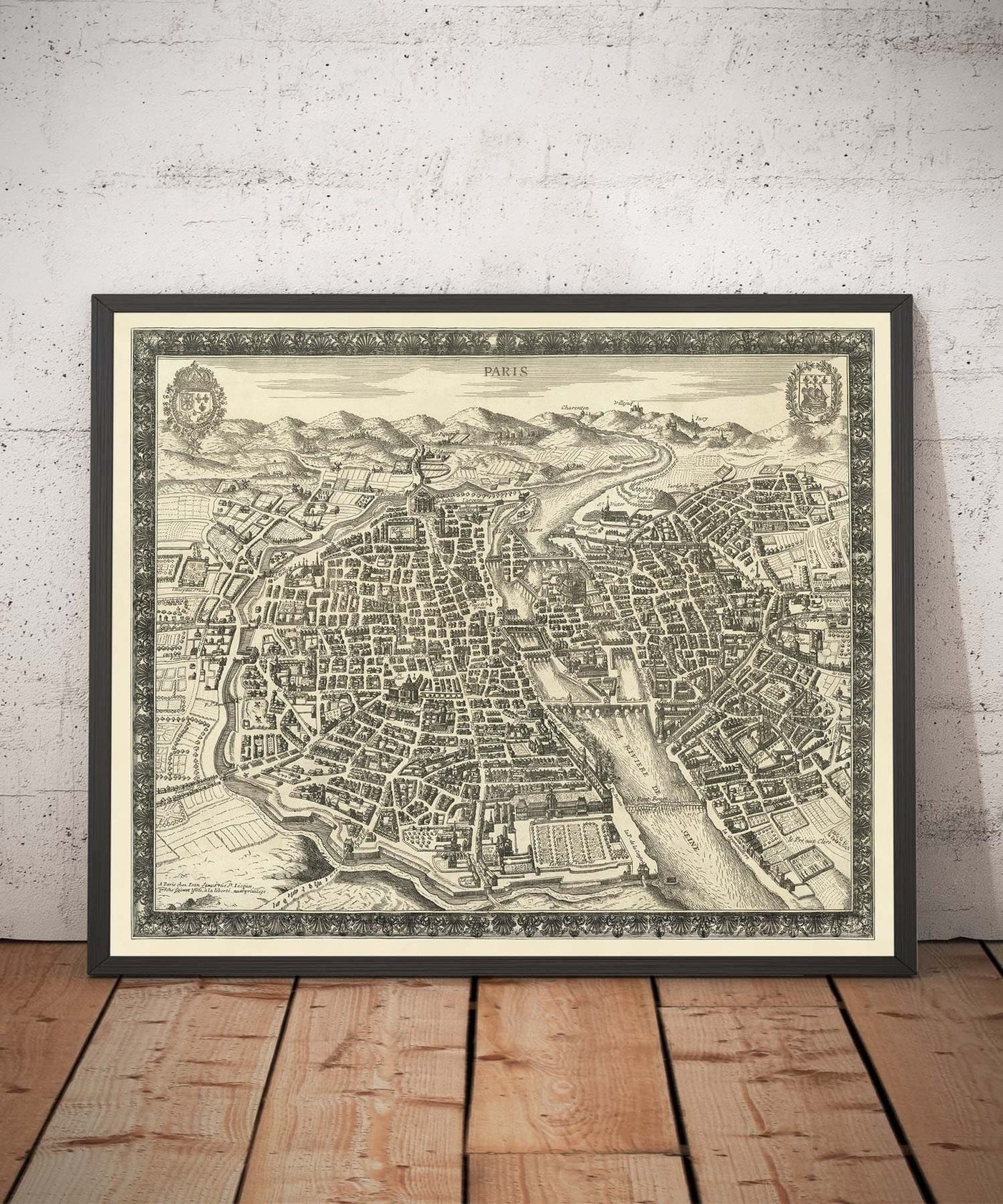 Ancienne carte de Paris, France de Jean Sauve en 1670 - Notre Dame, Sainte-Chapelle, Île de la Cité, Bastille