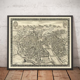 Ancienne carte de Paris, France de Jean Sauve en 1670 - Notre Dame, Sainte-Chapelle, Île de la Cité, Bastille