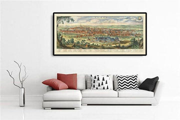 Rare ancienne carte de Paris, France de Mathaus Merian en 1648 - Notre Dame, Sainte-Chapelle, Hospital St Louis, Bastille