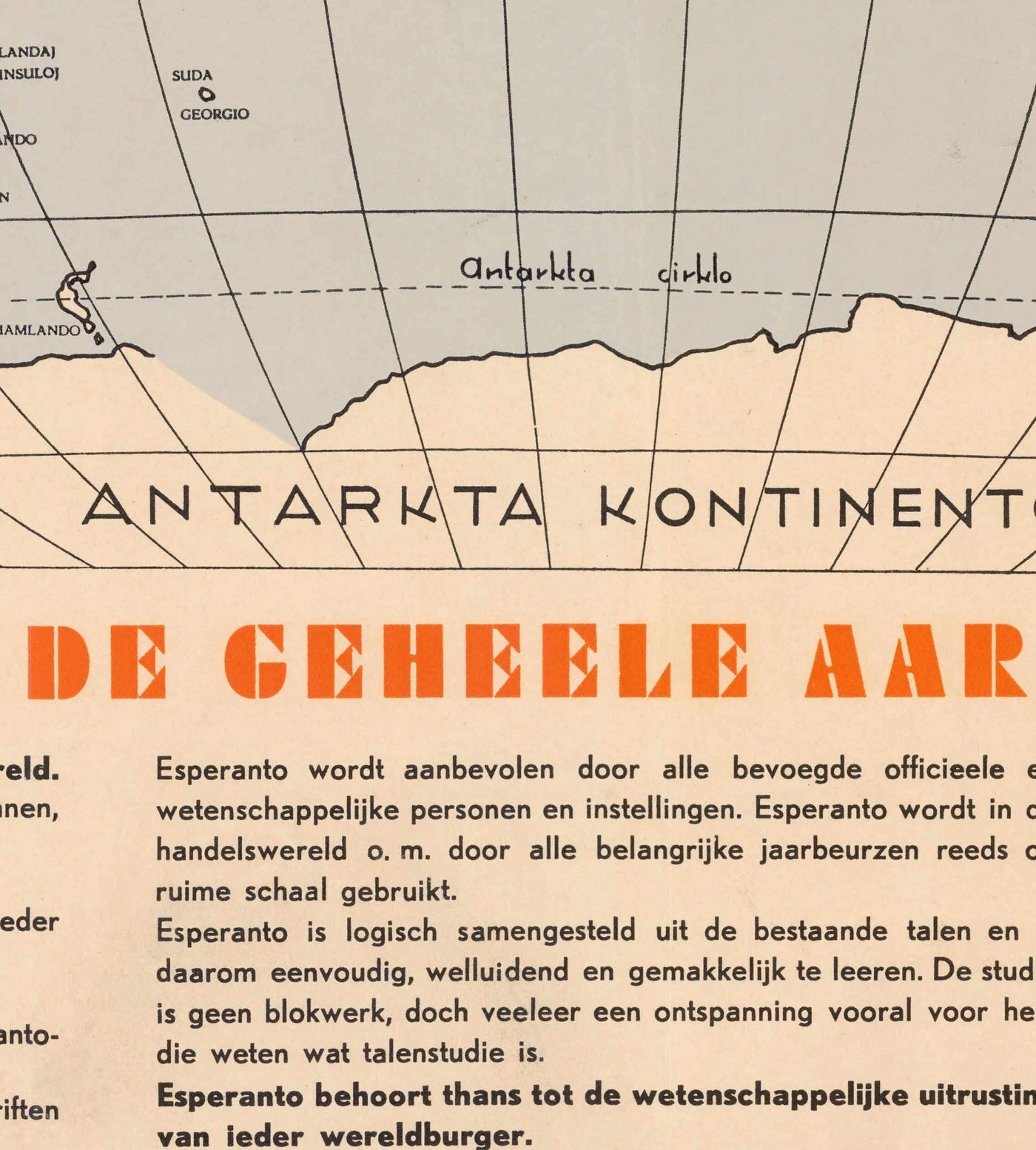 Alte Esperanto-Weltkarte, 1930 - Internationaler Hilfssprachen-Atlas - Esperantujo, Esperantisten 