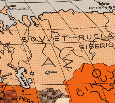 Alte Esperanto-Weltkarte, 1930 - Internationaler Hilfssprachen-Atlas - Esperantujo, Esperantisten 