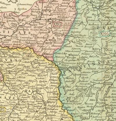Old Map of Poland by John Cary, 1799 - Partitions of Polish-Lithuanian Commonwealth - Austria, Russia, Prussia