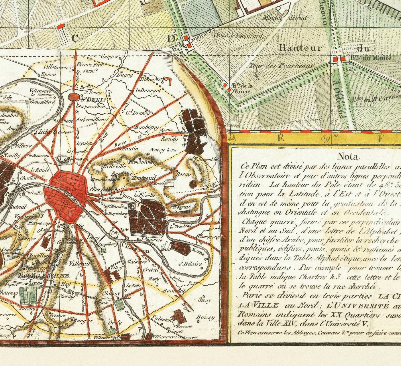 Old Map of Paris, France by Delamarche in 1797 - Louvre, Notre Dame, Sainte-Chapelle, Seine, Revolution, Invalides