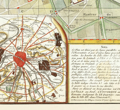 Old Map of Paris, France by Delamarche in 1797 - Louvre, Notre Dame, Sainte-Chapelle, Seine, Revolution, Invalides