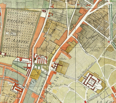 Old Map of Paris, France by Delamarche in 1797 - Louvre, Notre Dame, Sainte-Chapelle, Seine, Revolution, Invalides
