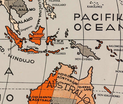 Alte Esperanto-Weltkarte, 1930 - Internationaler Hilfssprachen-Atlas - Esperantujo, Esperantisten 