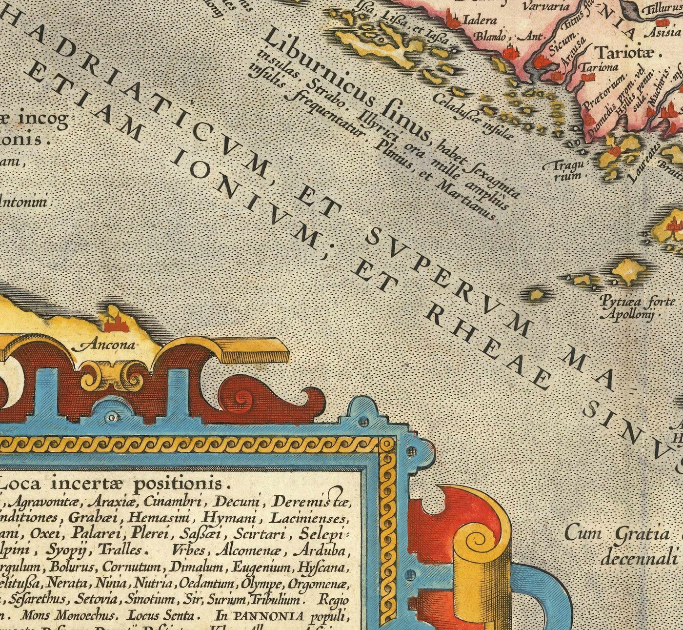 Alte Karte von Kroatien, Bosnien und Serbien, 1573 von Ortelius - Adria, Venedig, Zagreb, Belgrad, Sarajevo, Inseln 