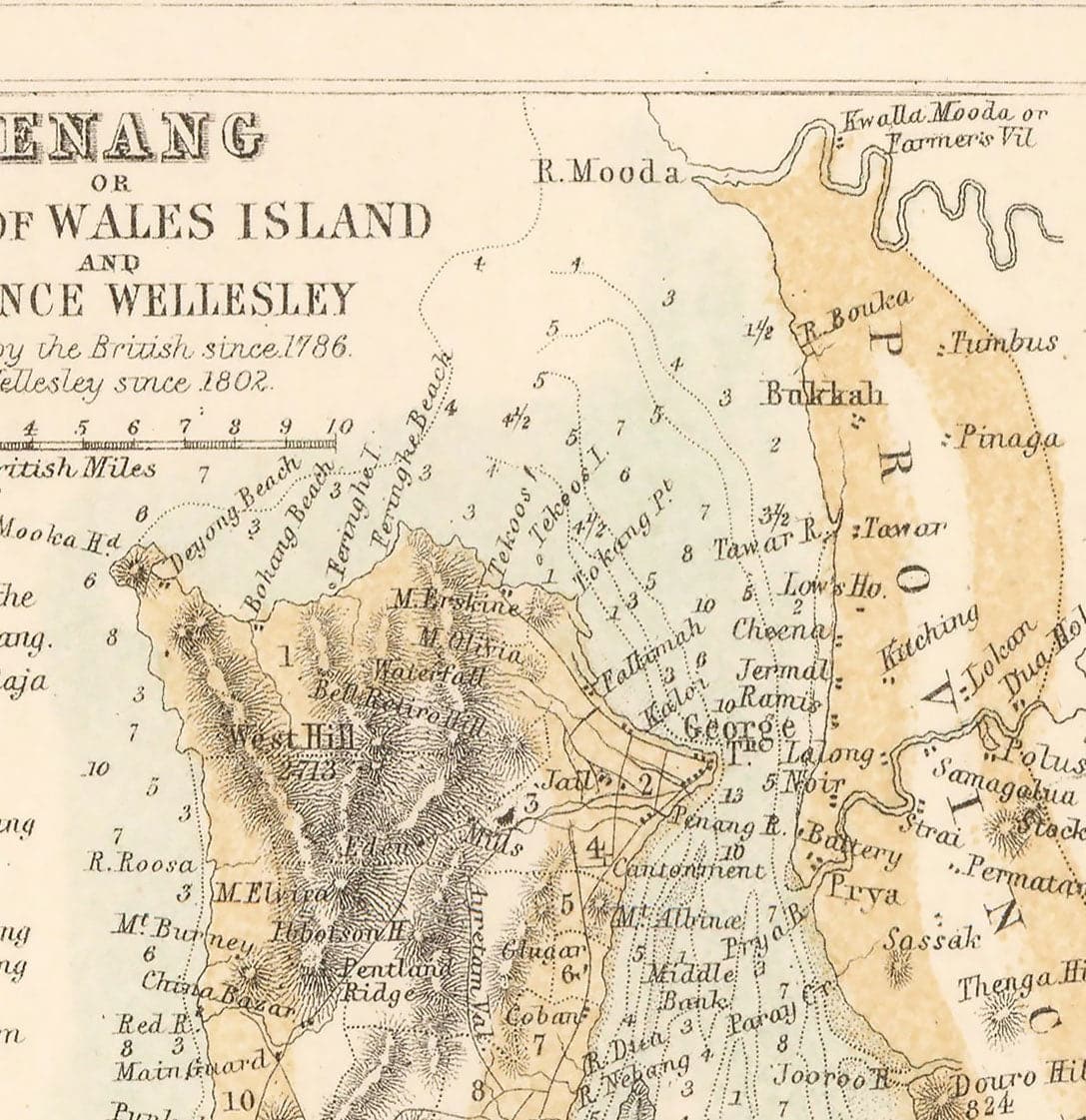 Antiguo mapa colonial de la península de Malasia, 1860 por Fullarton - Singapur, Penang, Malaca, Naning - Asentamientos británicos