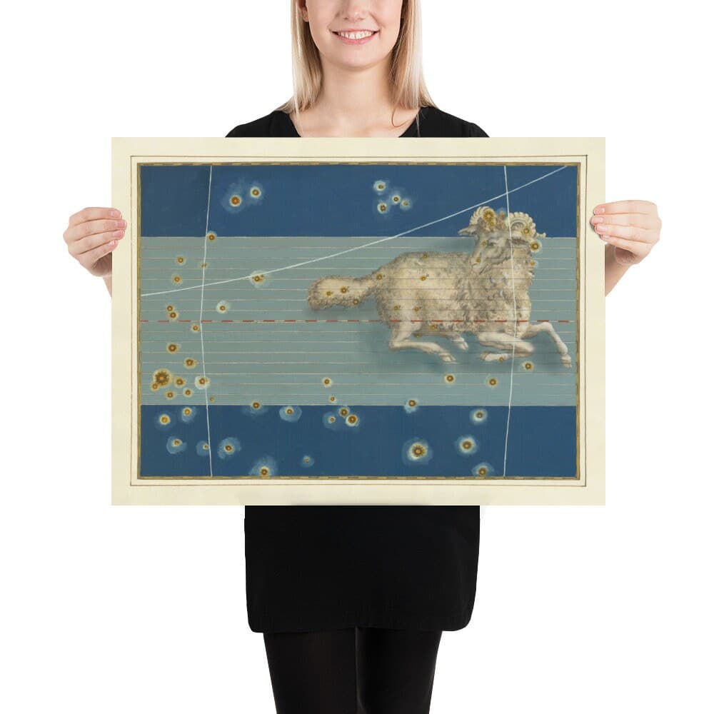 Old Star Map of Aries, 1603 par Johann Bayer - Zodiac Astrology Chart & Horoscope Sign