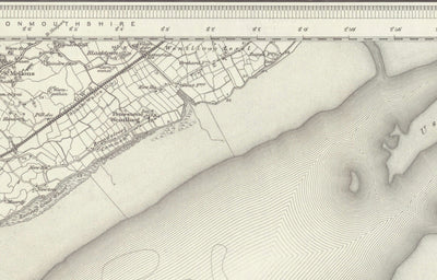 Antiguo mapa de Cardiff, Gales en 1867 - Caerdydd, Penarth, Sully, Barry, Llandaff, Castillo, Suburbios, Desembocadura del Severn