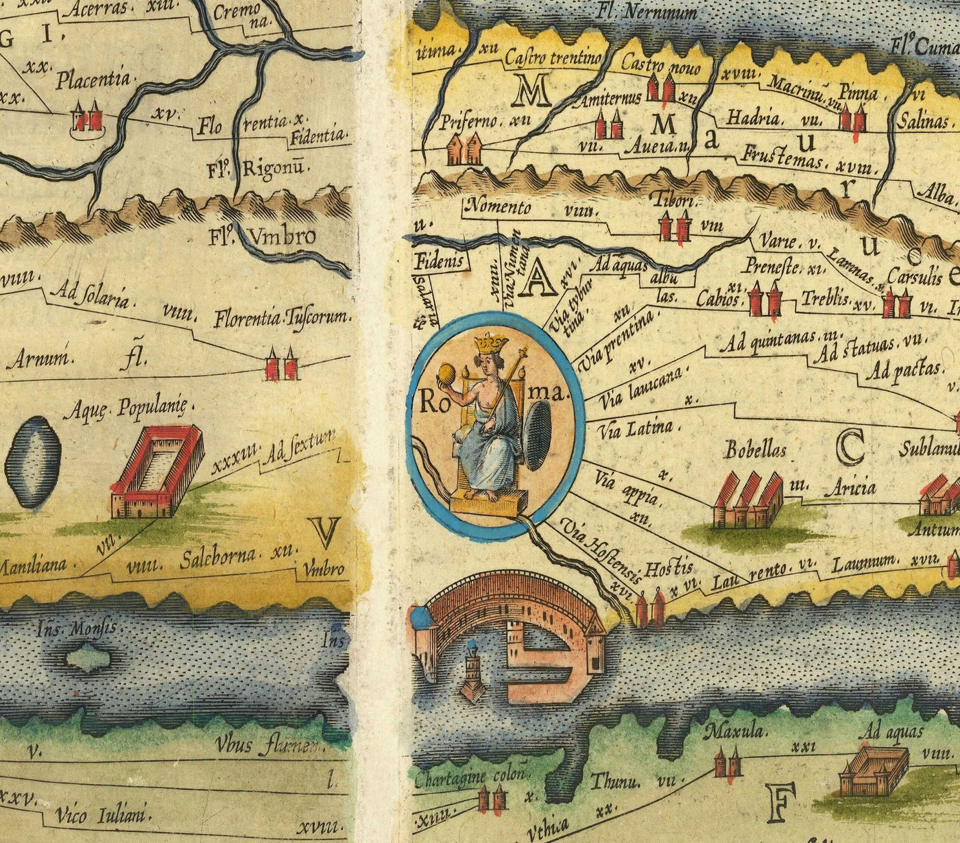 Alte Karte der Straßen des Römischen Reiches, 1624 von Ortelius & Peutinger - Cursus Publicus, Rom, Europa, Kaiser Augustus 