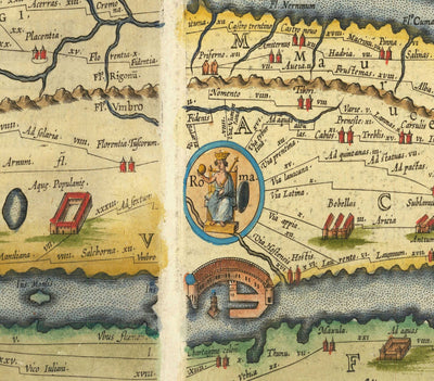 Alte Karte der Straßen des Römischen Reiches, 1624 von Ortelius & Peutinger - Cursus Publicus, Rom, Europa, Kaiser Augustus 