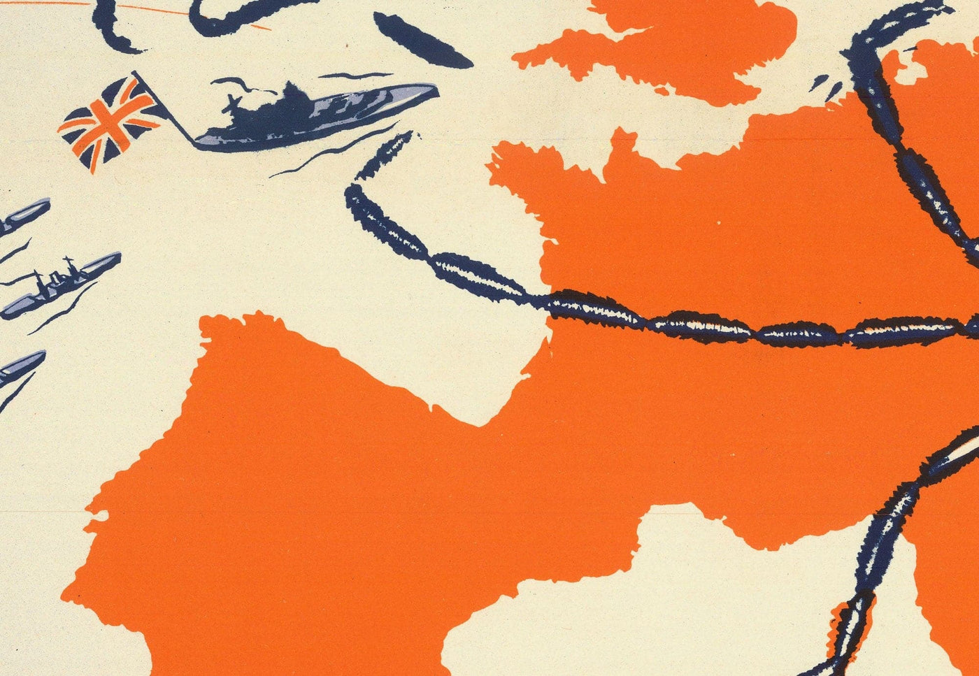 Spider Hitler, 1941 - Old WW2 Propaganda Map of Europe by Kem - Nazi vs. Allies & USSR - Western, Eastern Front