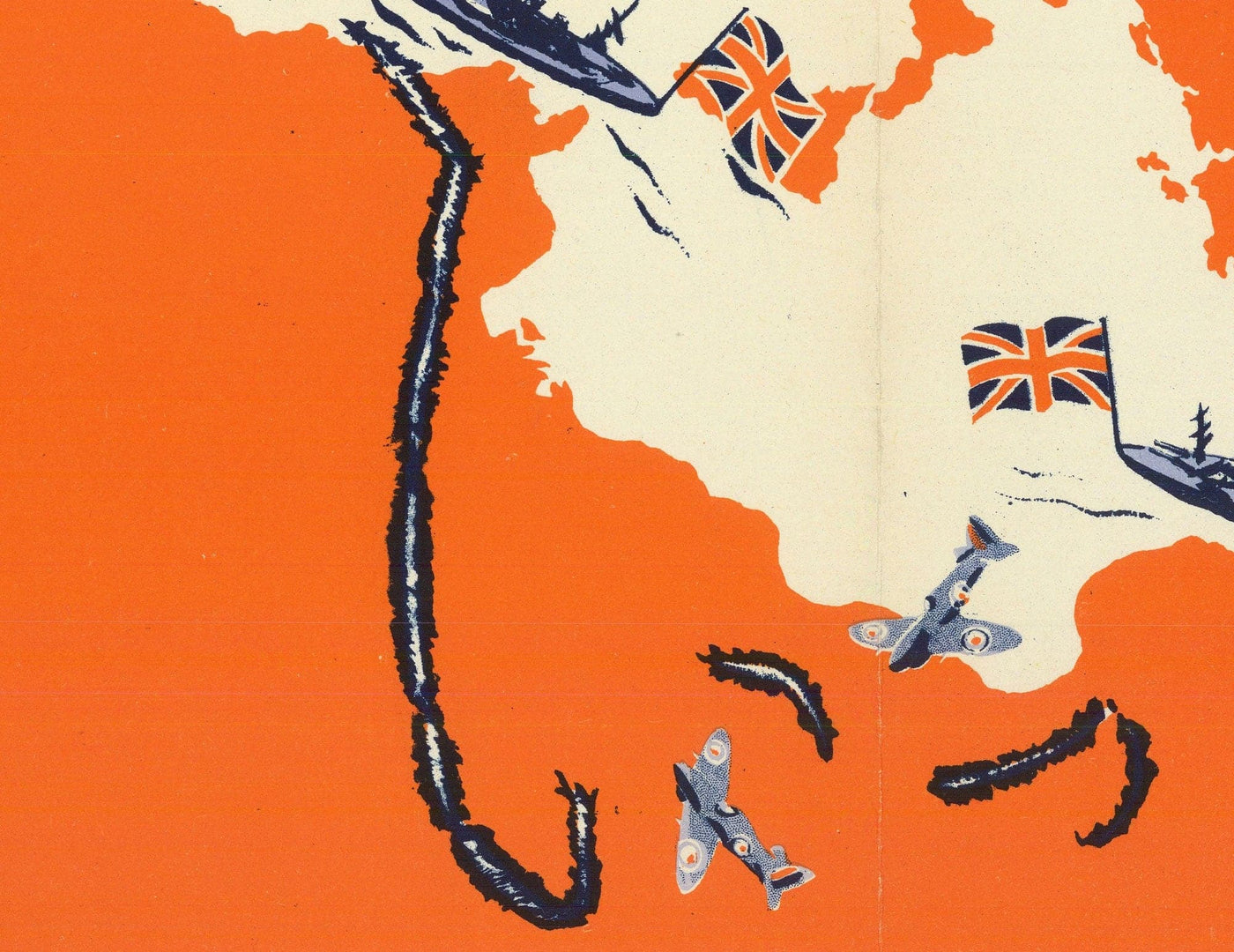 Spider Hitler, 1941 - Old WW2 Propaganda Map of Europe by Kem - Nazi vs. Allies & USSR - Western, Eastern Front