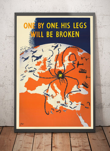 Spider Hitler, 1941 - Old WW2 Propaganda Map of Europe by Kem - Nazi vs Allies & URSS - Western, Front oriental