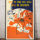 Spider Hitler, 1941 - Alte WW2-Propagandakarte von Europa von Kem - Nazis gegen Alliierte & UdSSR - Westliche, Östliche Front 