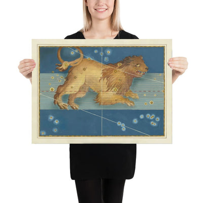 Old Star Map of Leo, 1603 by Johann Bayer - Zodiac Astrology Chart - The Lion Horoscope Sign