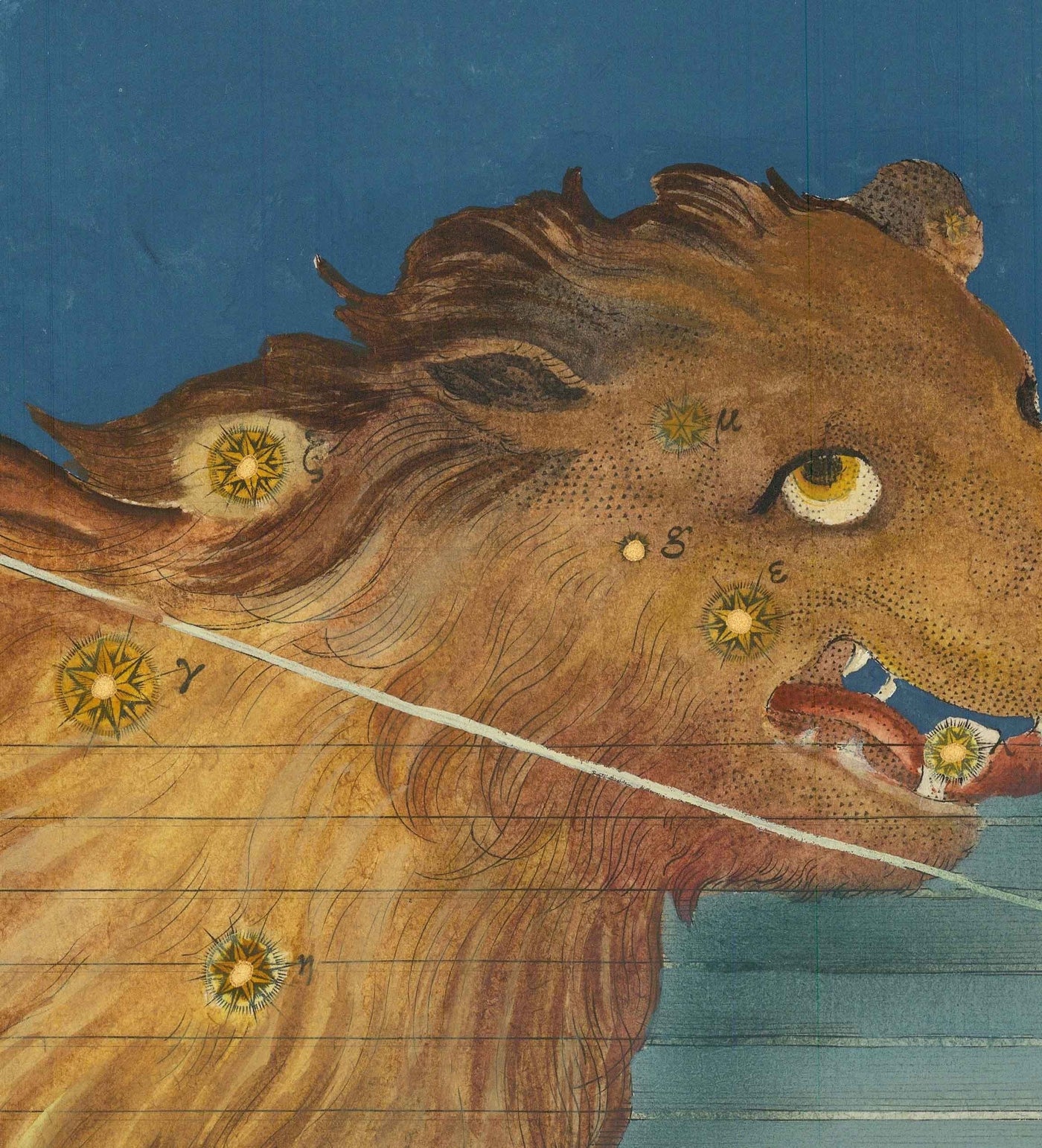 Old Star Map of Leo, 1603 by Johann Bayer - Zodiac Astrology Chart - The Lion Horoscope Sign