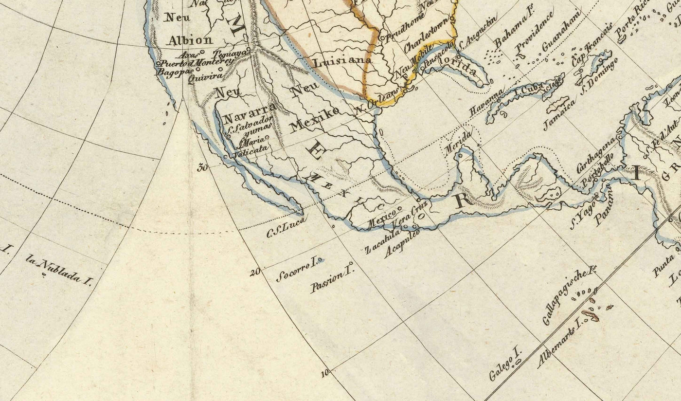 Old Flat Earth Map, 1811 by JC Hinrichs - German, French World Map - Interesting Colonial Atlas Chart