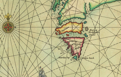 Mapa antiguo de Groenlandia, Islandia y el Mar del Norte, 1661 por van Loon - Carta de exploración vikinga