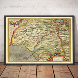 Mappa antica dell'Andalusia, Siviglia, Spagna di Ortelio nel 1573 - Siviglia, Huelva, Cadice, Barrameda, Santa Maria, Real 