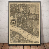 Ancienne carte de Londres par John Rocque, 1746, F2 - Tour de Londres, Shad Thames, St Katherine Dock, Tower Hamlets, Bermondsey