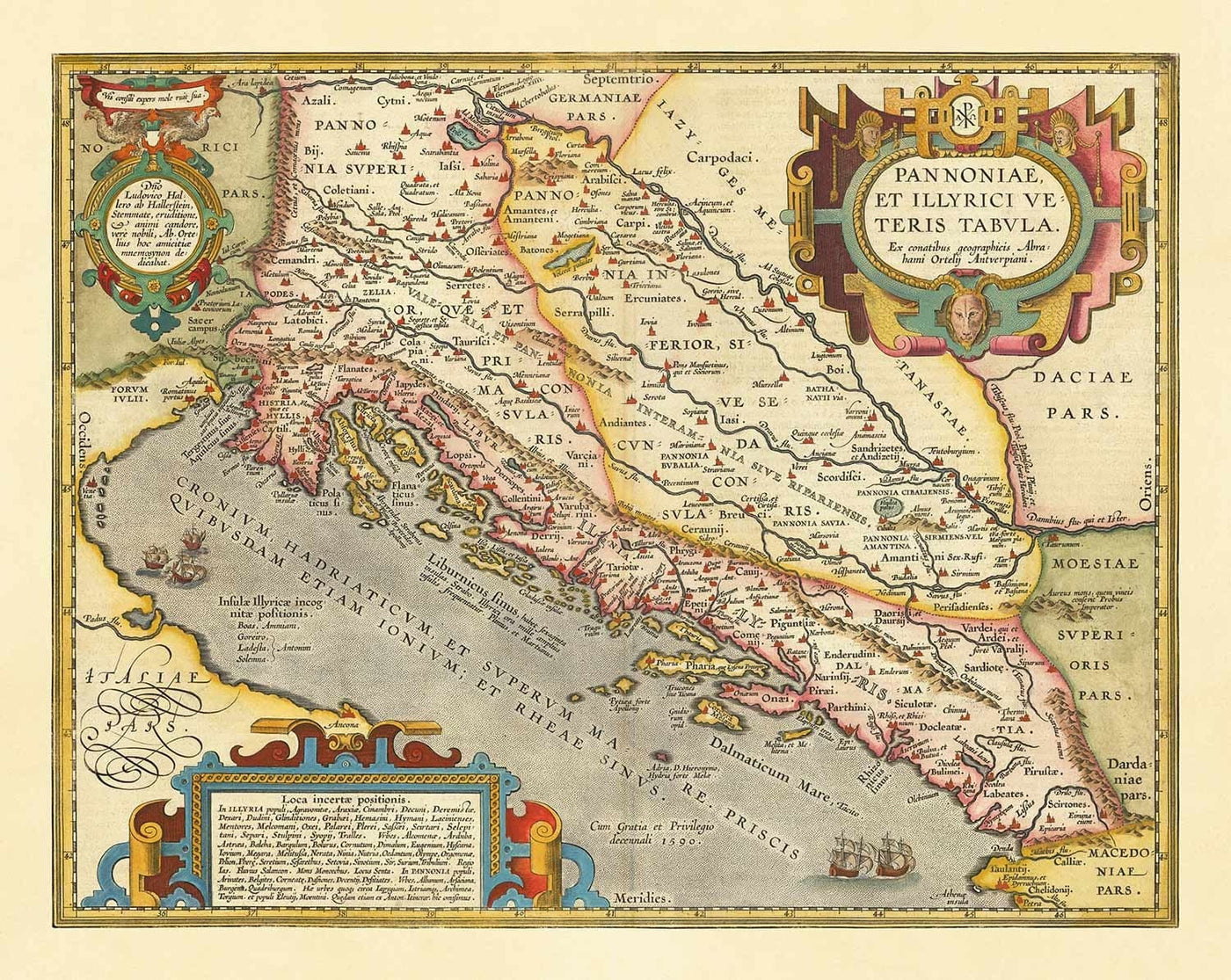 Alte Karte von Kroatien, Bosnien und Serbien, 1573 von Ortelius - Adria, Venedig, Zagreb, Belgrad, Sarajevo, Inseln 