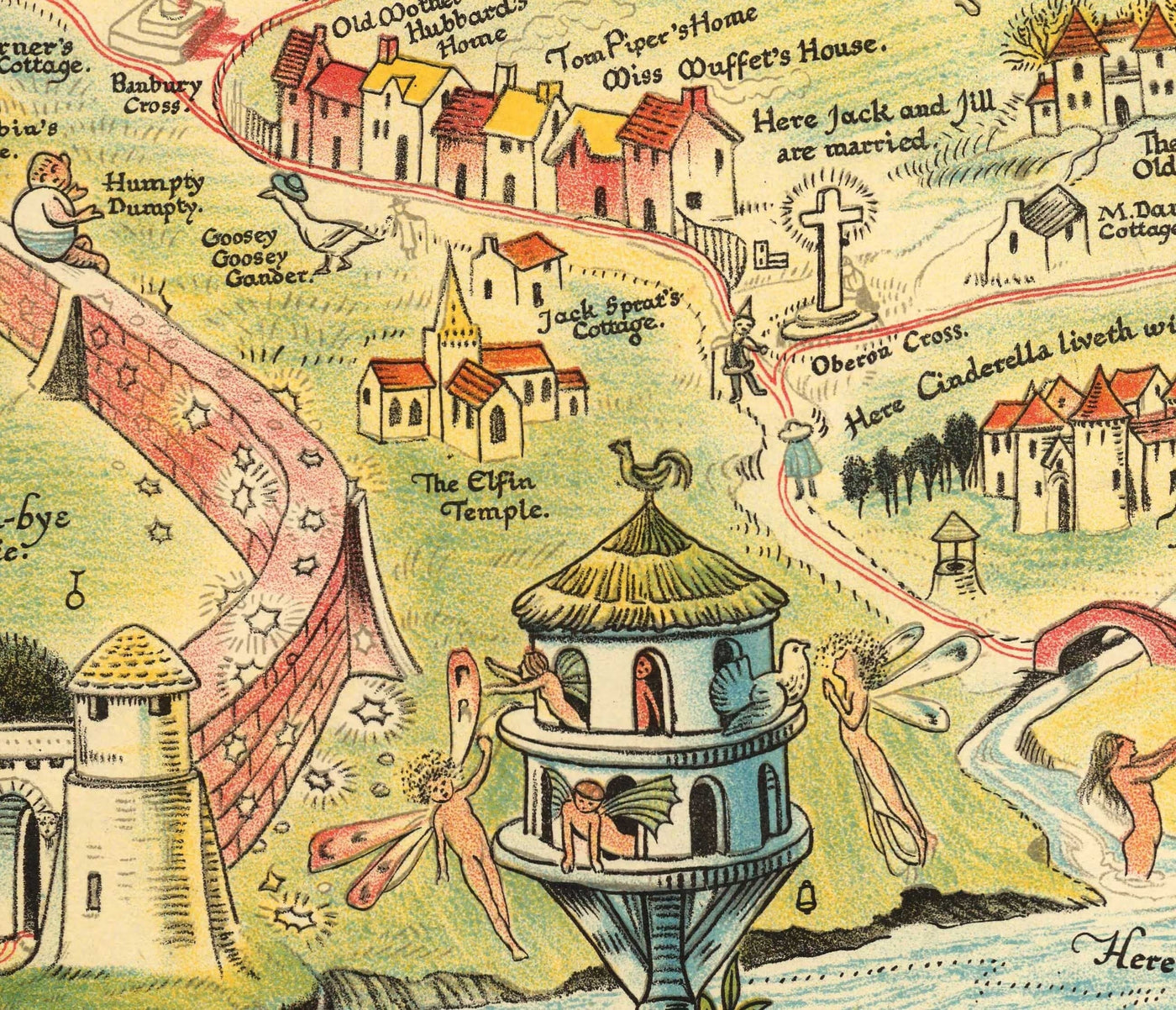 Old Map of Fairyland, 1918 by Bernard Sleigh - Arts & Crafts, European Fairies, Greek Myths, Arthur, Dragons, Valhalla